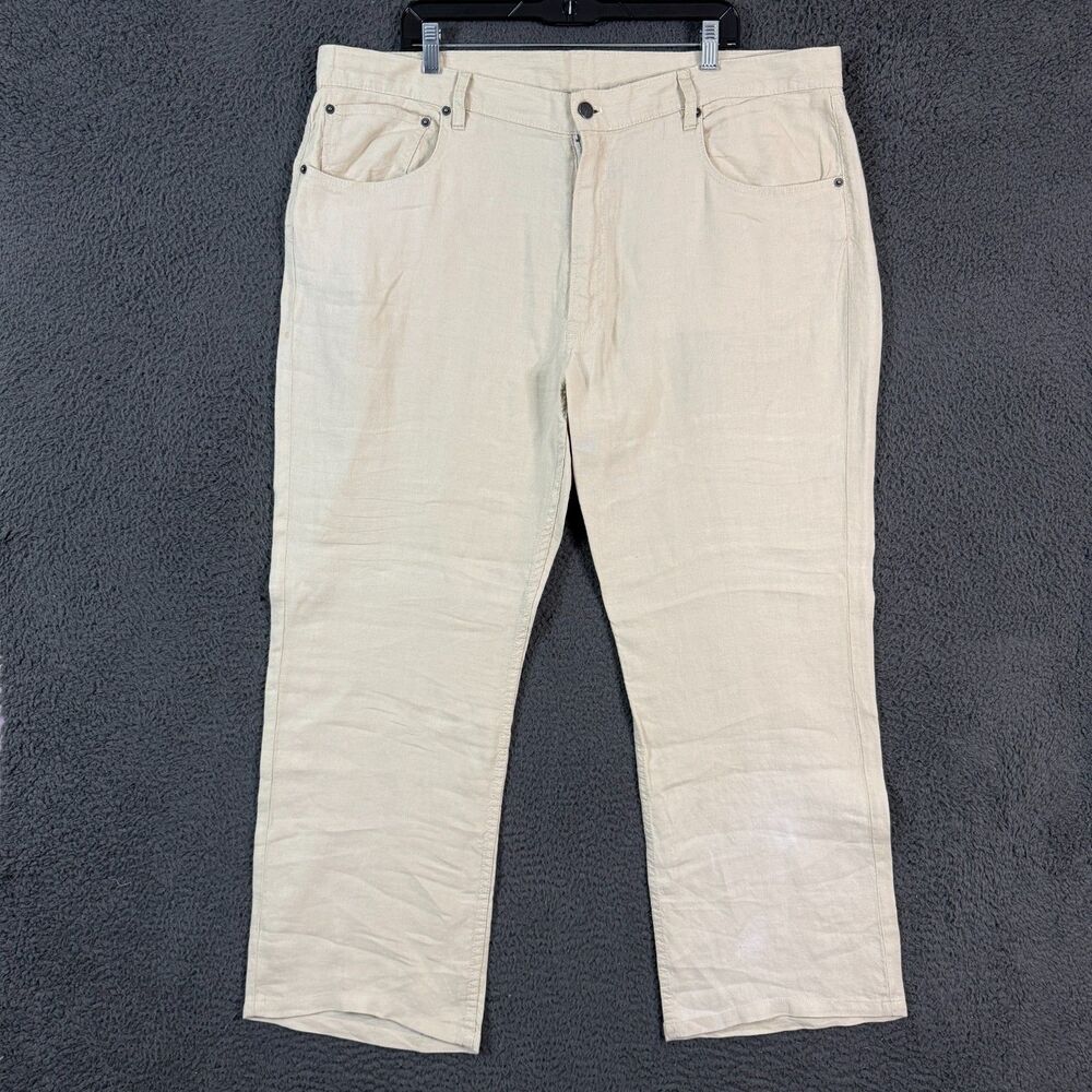 Polo Ralph Lauren Pants Mens 42x30 Beige Classic Fit 5 Pocket Linen Chino